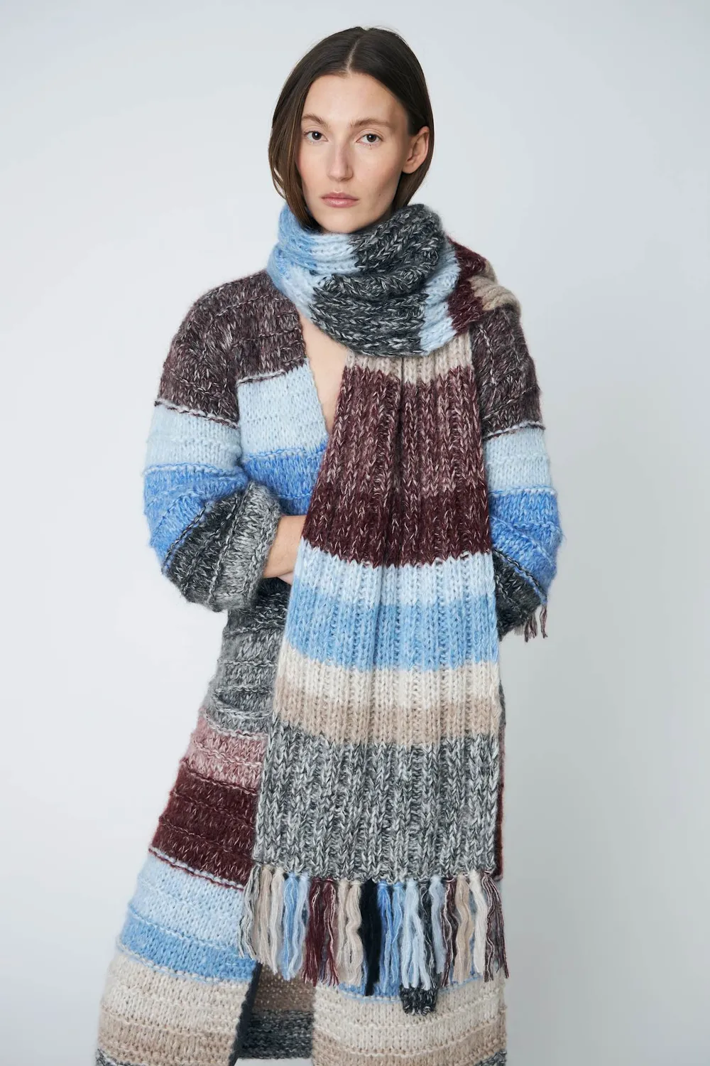 DAWN x DARE FLORENCE CARDIGAN lang midnight raisin bælte