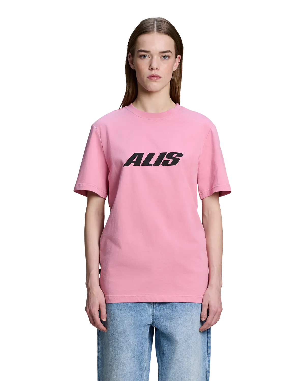 Alis Jeron t-shirt solid pink cropped fit