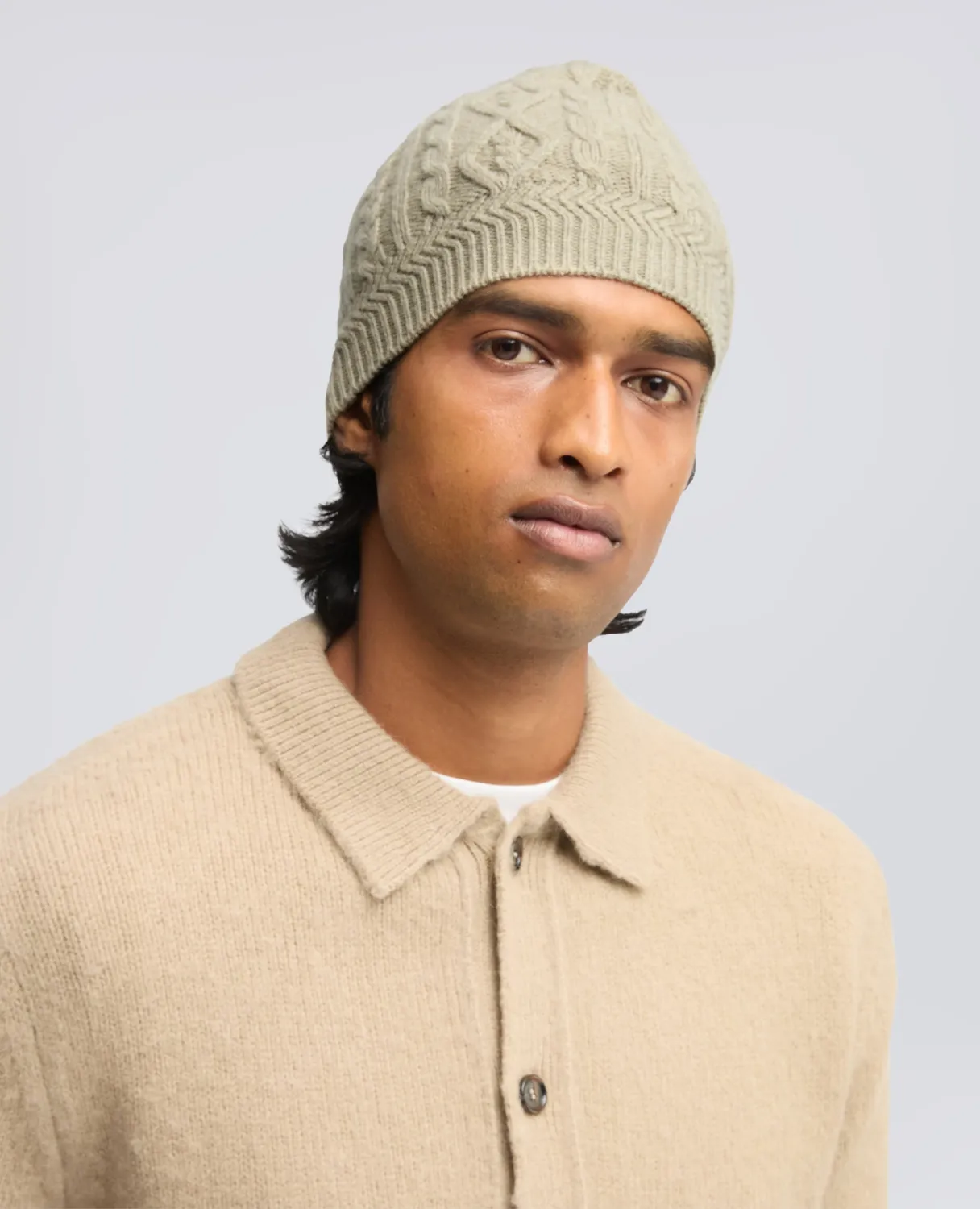 Aspesi Wool Yak hue grøn cable strik