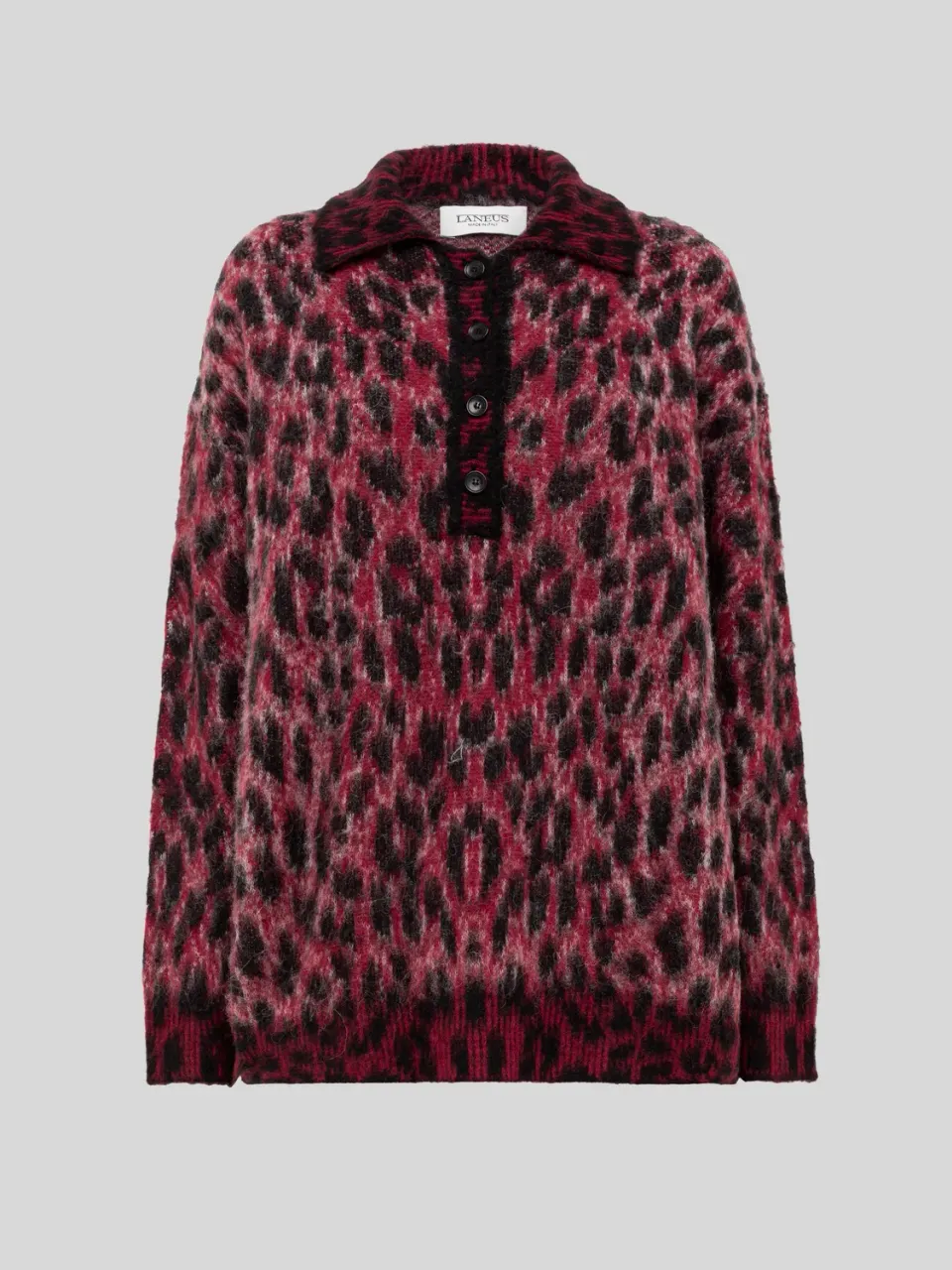 Laneus Oversize Brushed Spot Knit polo rød alpaka