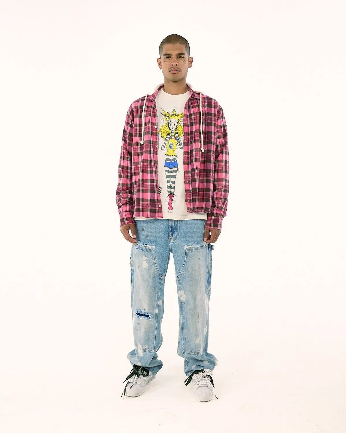 Hellstar Plaid HSSS26BU01 skjorte med hætte multi
