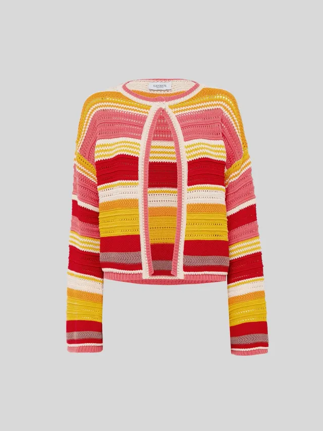 Laneus Multicolor cardigan pink bomuld