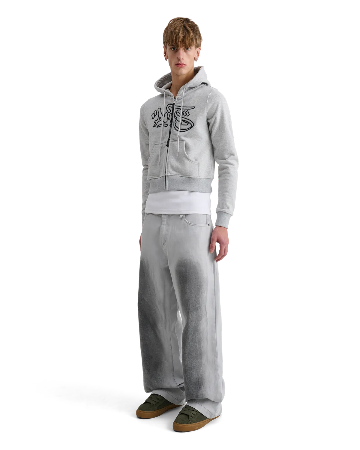 Alis Lauren zip hoodie bomuld Grey Melange