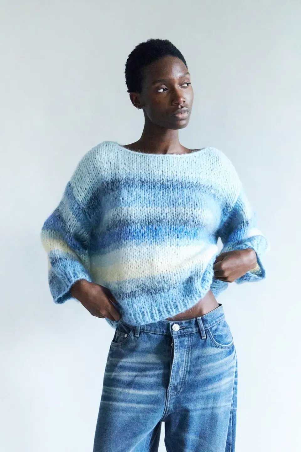 DAWNXDARE LOLA 630 pullover blue sea stribet mohair