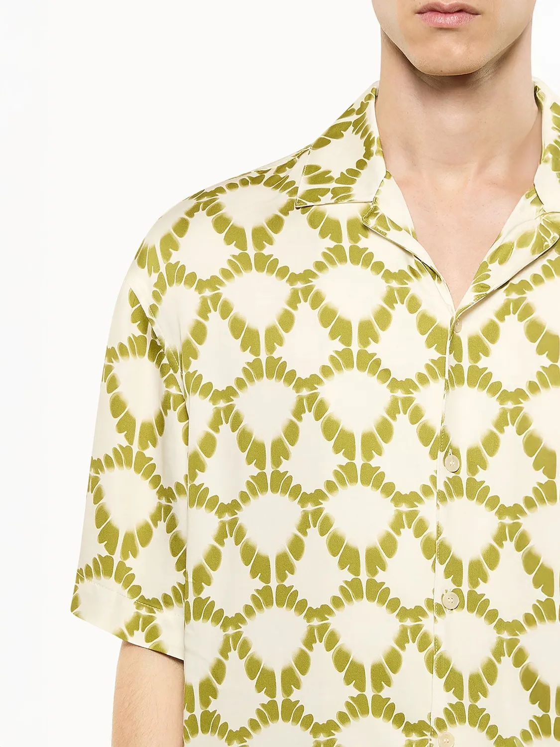 Laneus Bowling skjorte creme viskose print