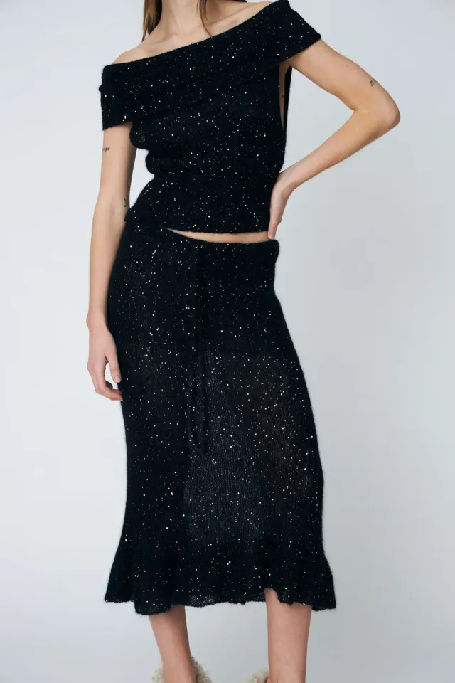DAWNXDARE MAGGIE 199 Black strik nederdel mohair