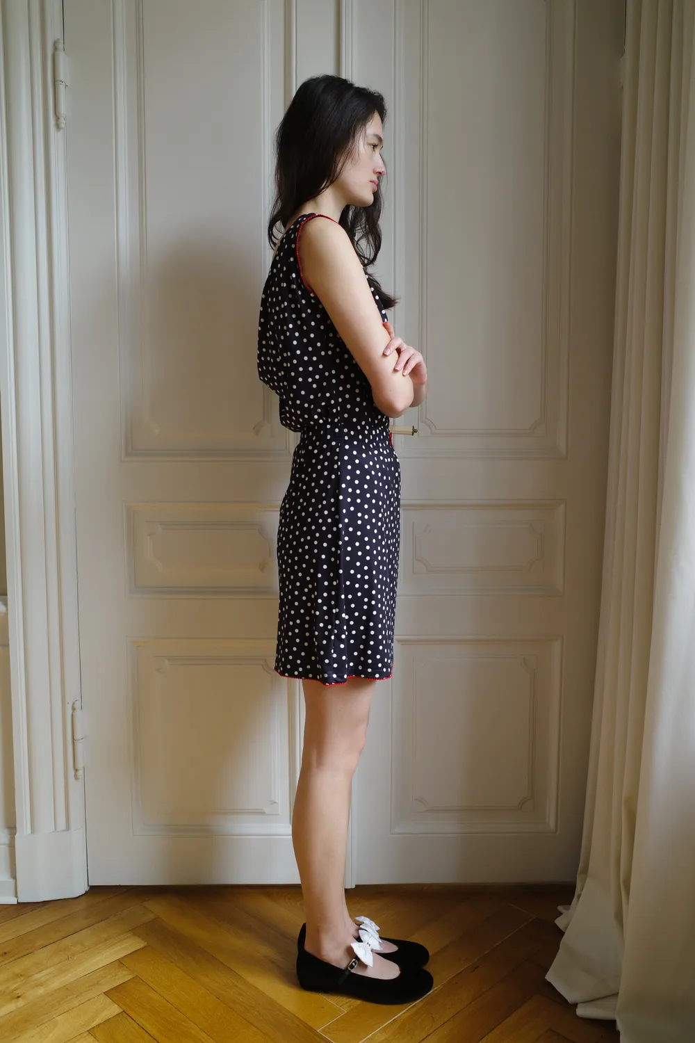 Caro Editions Jersey Skirt nederdel Black Dots strækbar