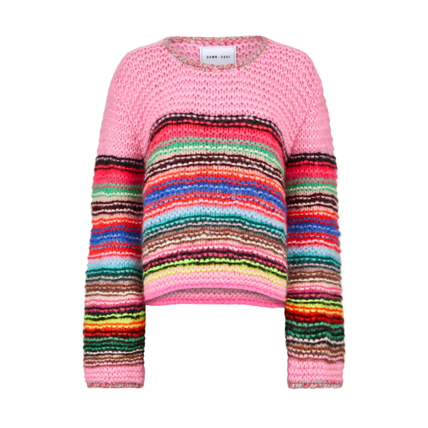 DAWNXDARE Sassie Stripe striktrøje super pink mohair
