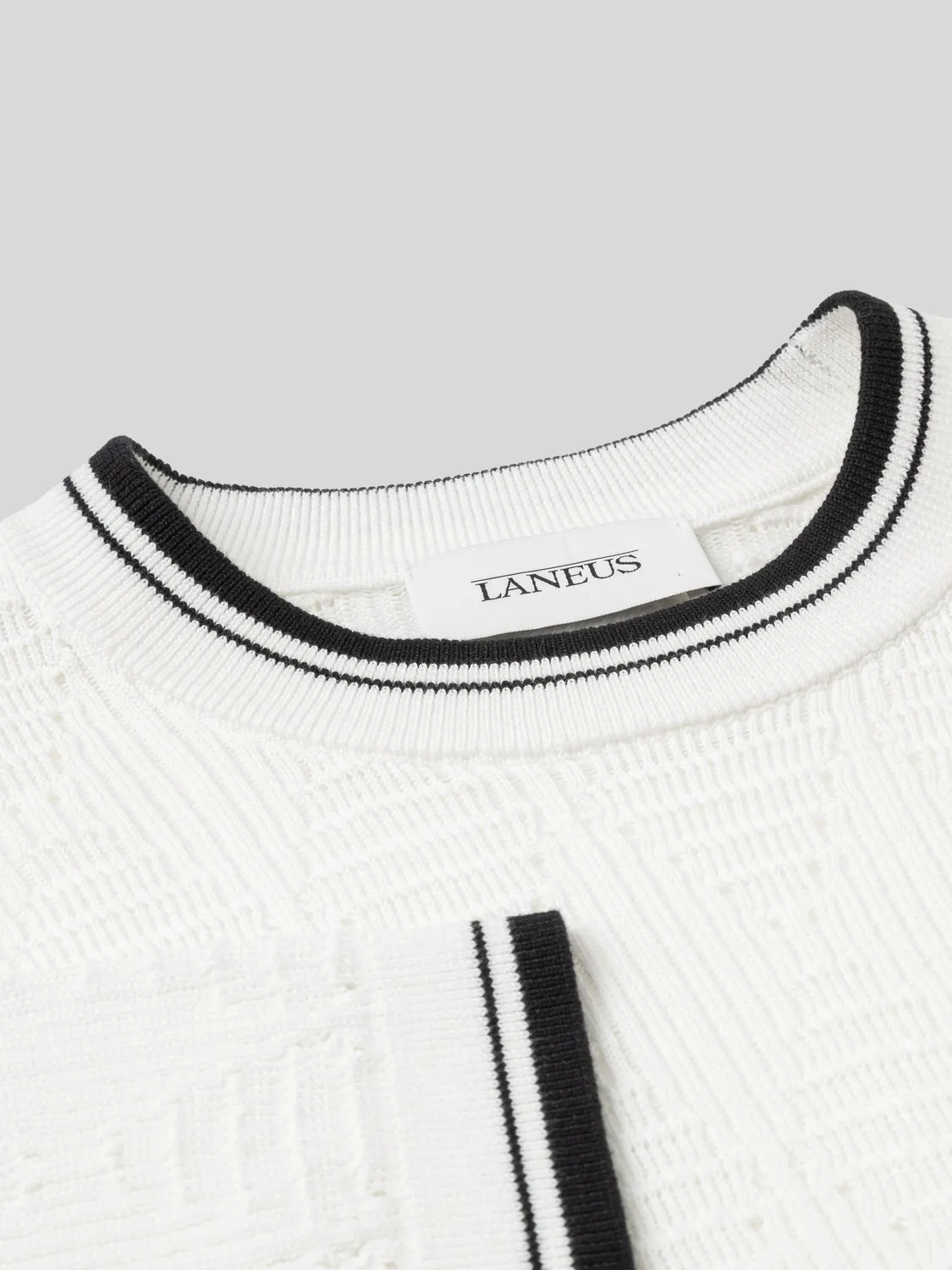 Laneus Perforated Knit T-shirt creme bomuld