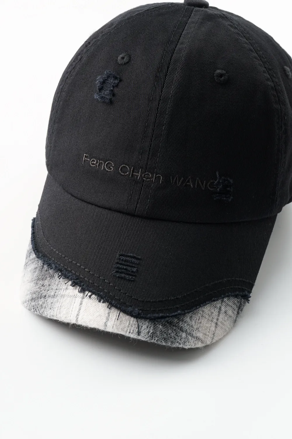 Feng Chen Wang Black Plaid-Panel kasket sort OS