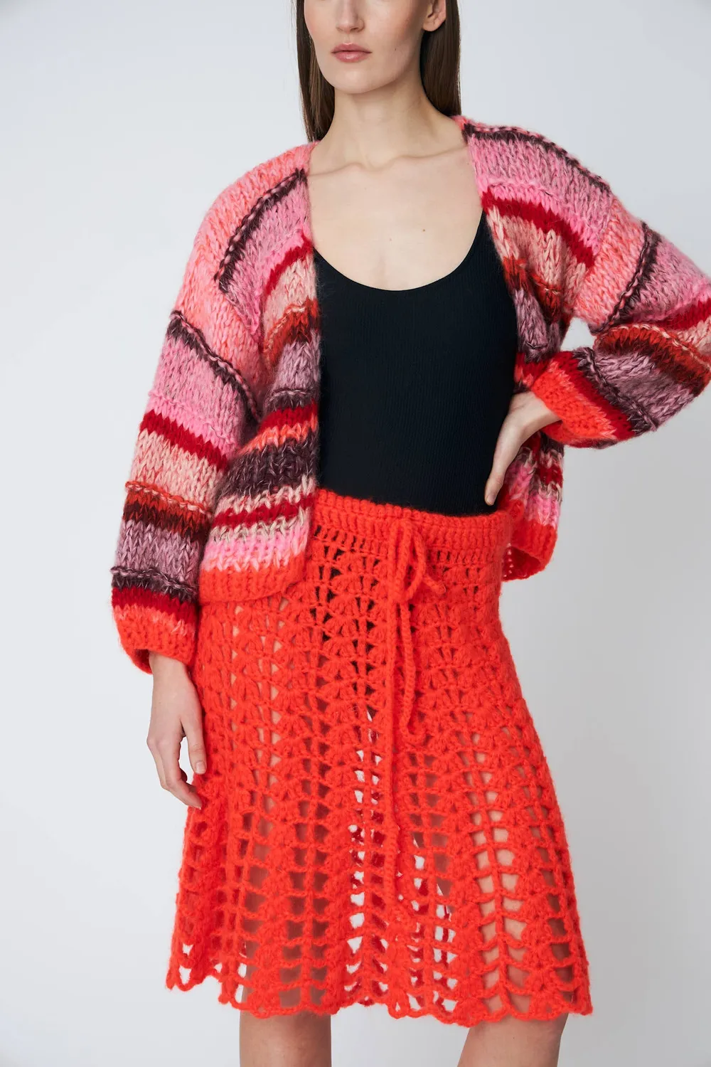 Dawn x Dare Emma Crochet nederdel chili mohair