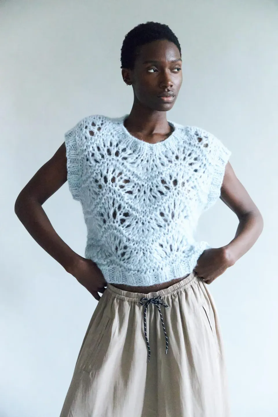Dawnxdare Copa strikketop ice blue mohair