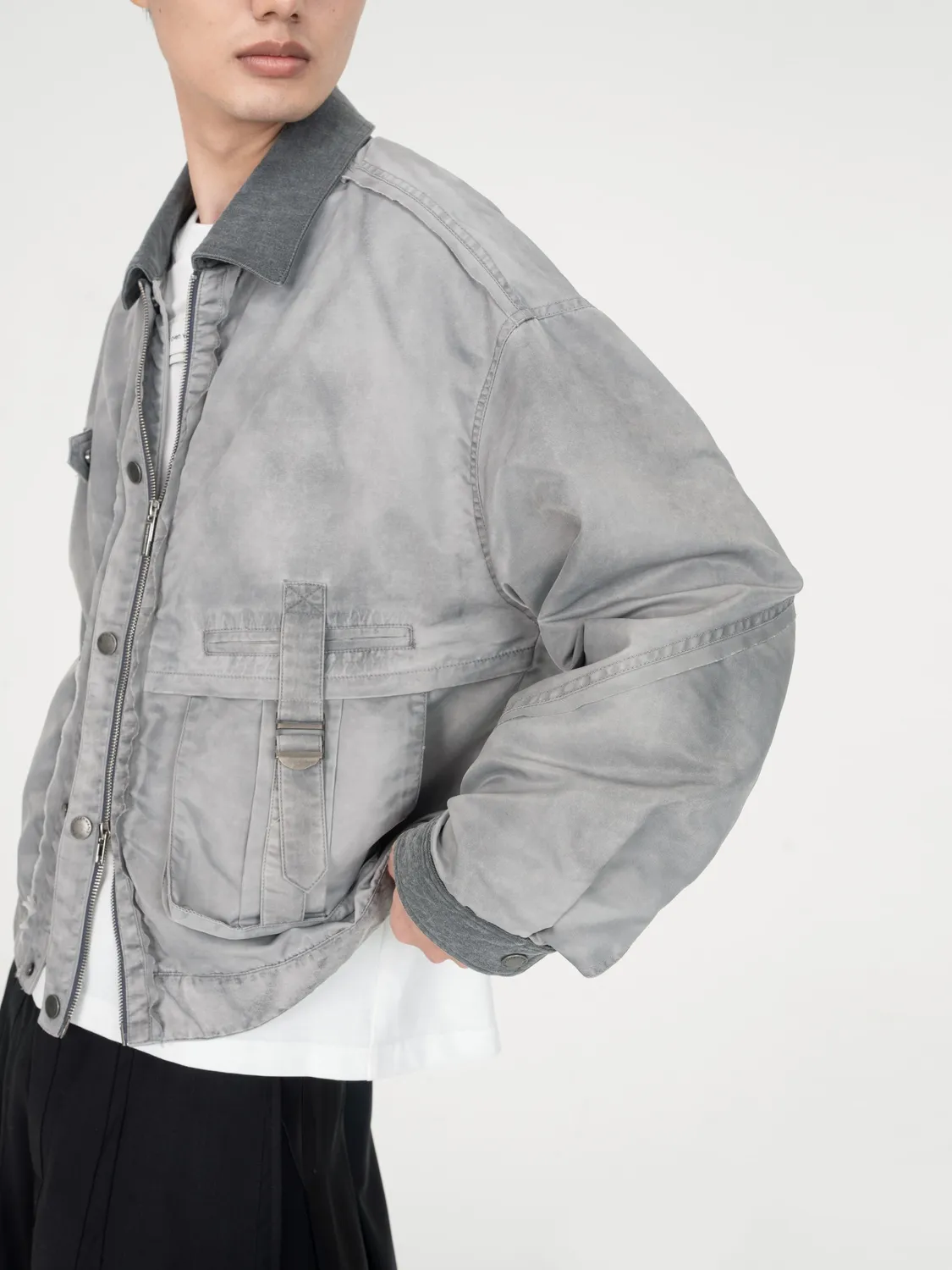 Feng Chen Wang Sandwashed Nylon jakke XS-XL grå let