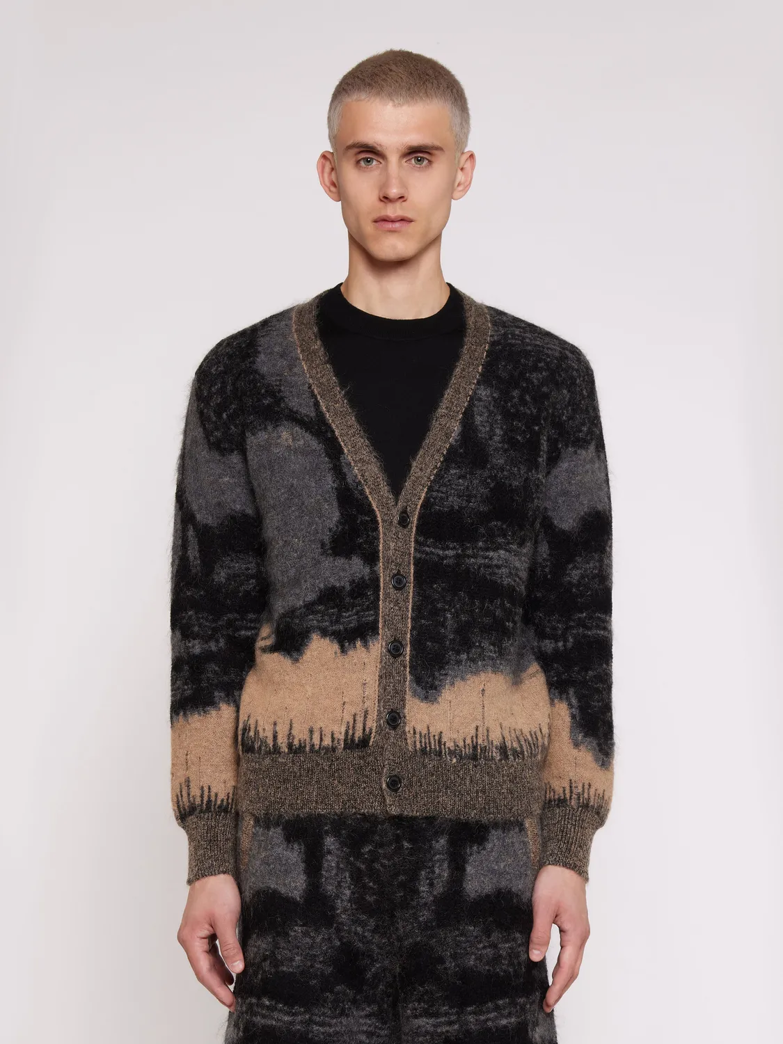 Laneus Cardigan Brushed Mohair Jacquard cardigan mohair
