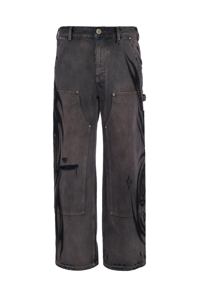 Hellstar Black Denim Ripped jeans sort onesize