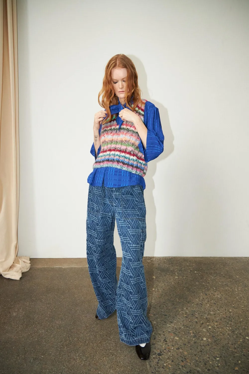 DAWNXDARE FELINE MULTI STRIPE DS strik top multi