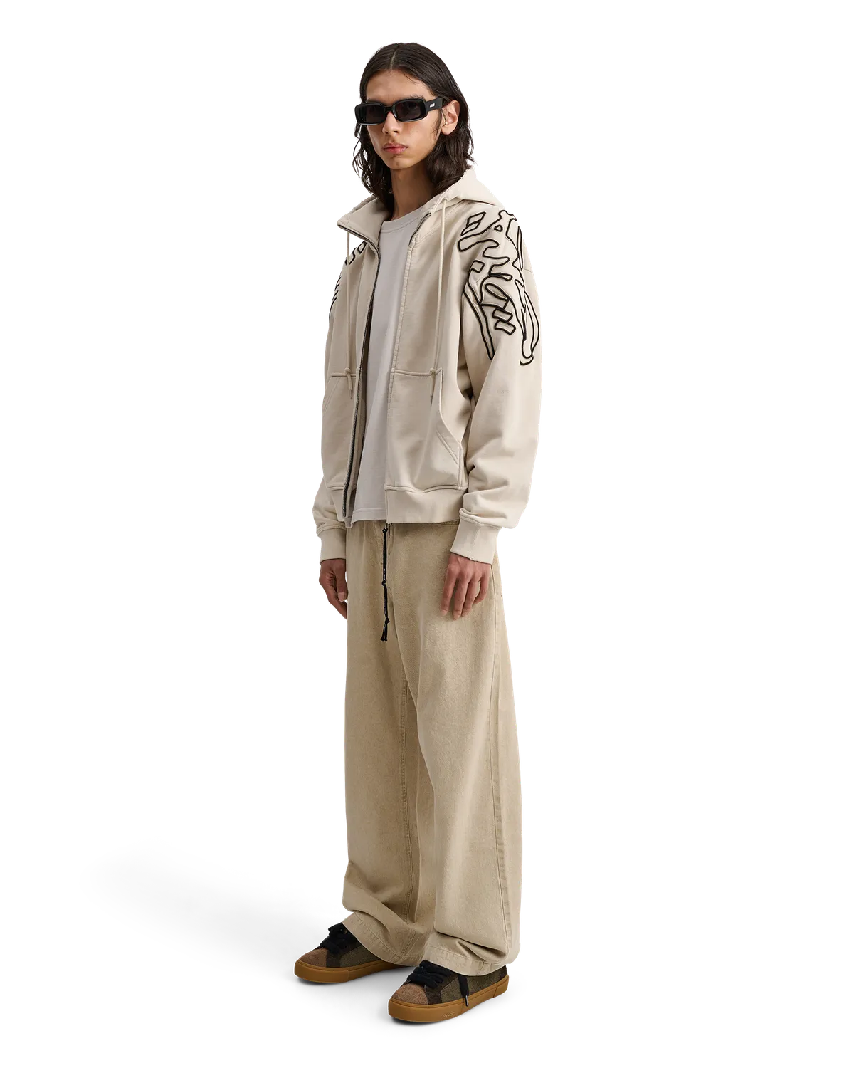 Alis Gyll oversized zip-hættetrøje sand bomuld