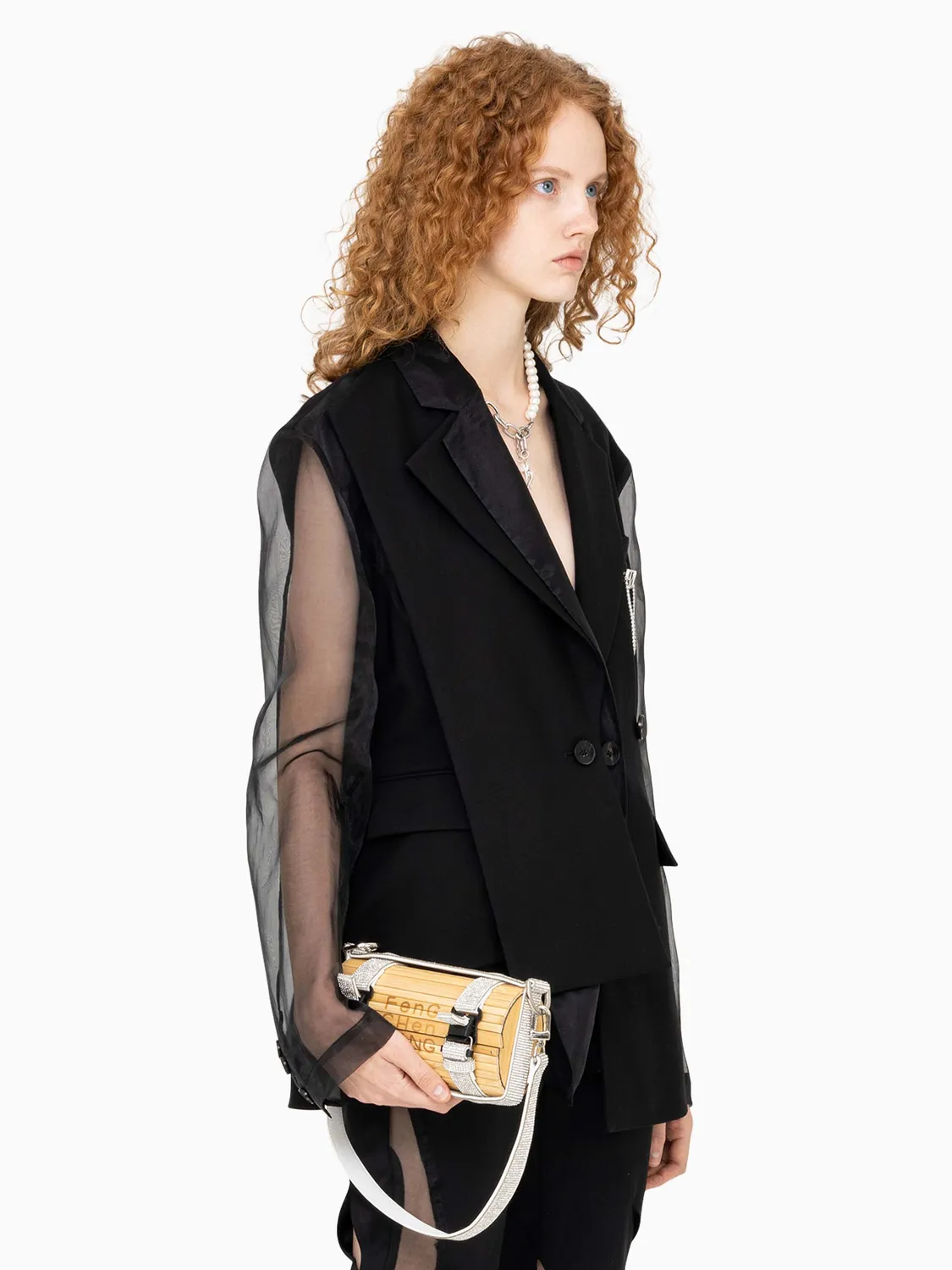 Feng Chen Wang Crystal Big Bamboo taske natur krystal