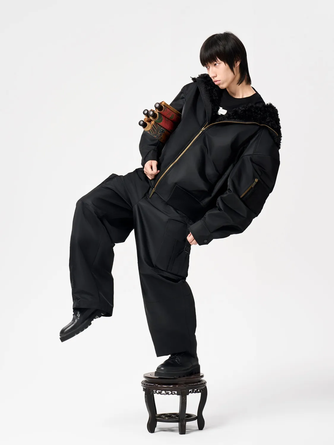 Feng Chen Wang Multi-Pocket nylon cargobukser sort