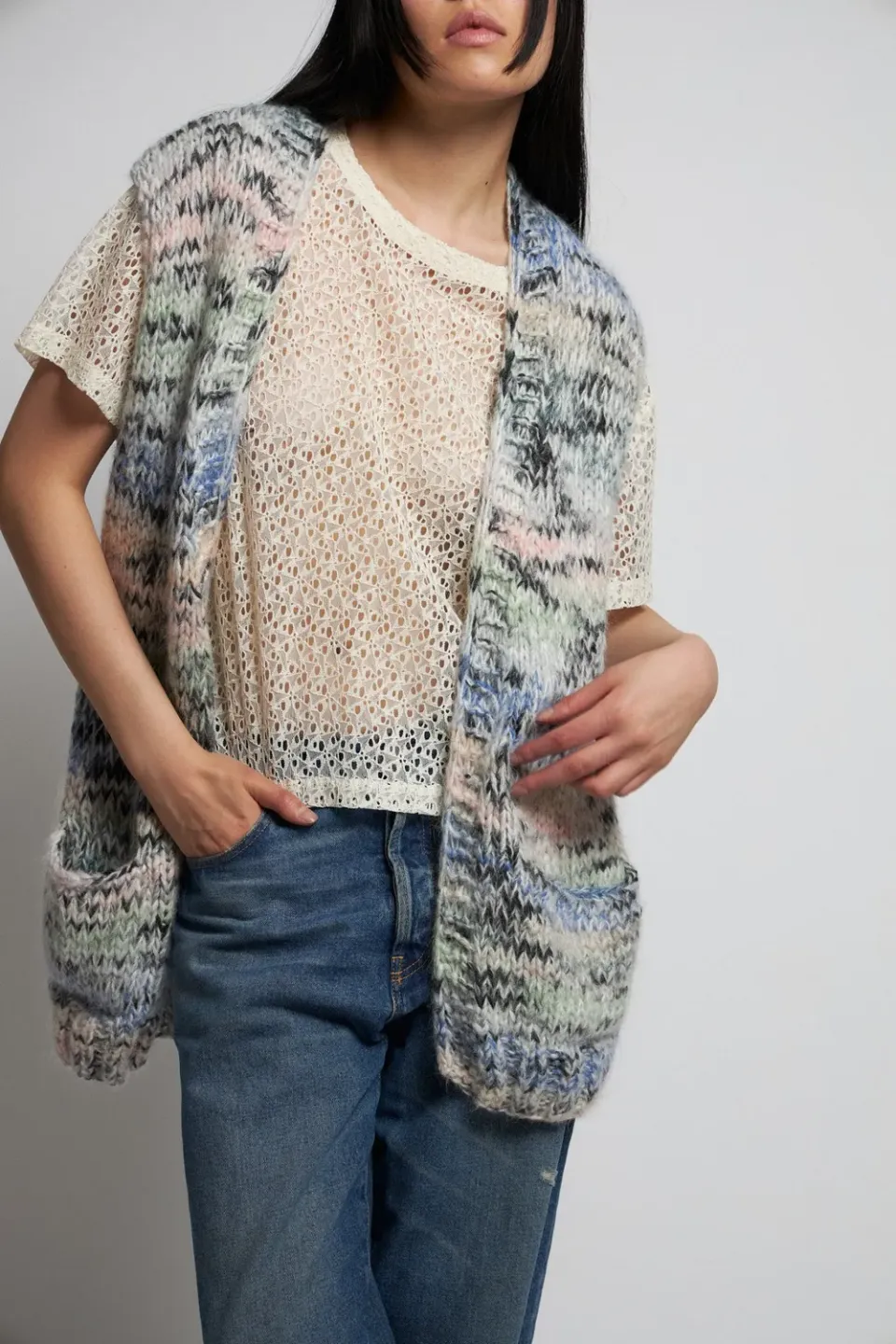 Dawn x Dare Coyto strikvest chalk multi mohair