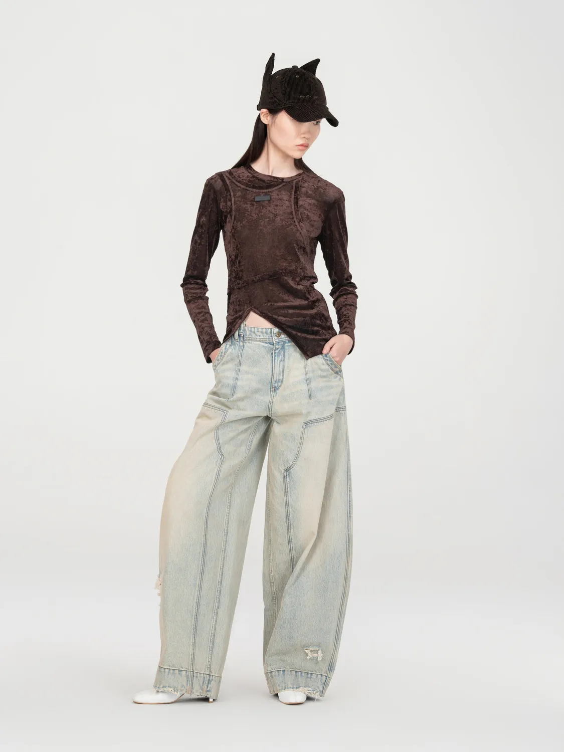 Feng Chen Wang Deconstructed langærmet T-shirt stræk