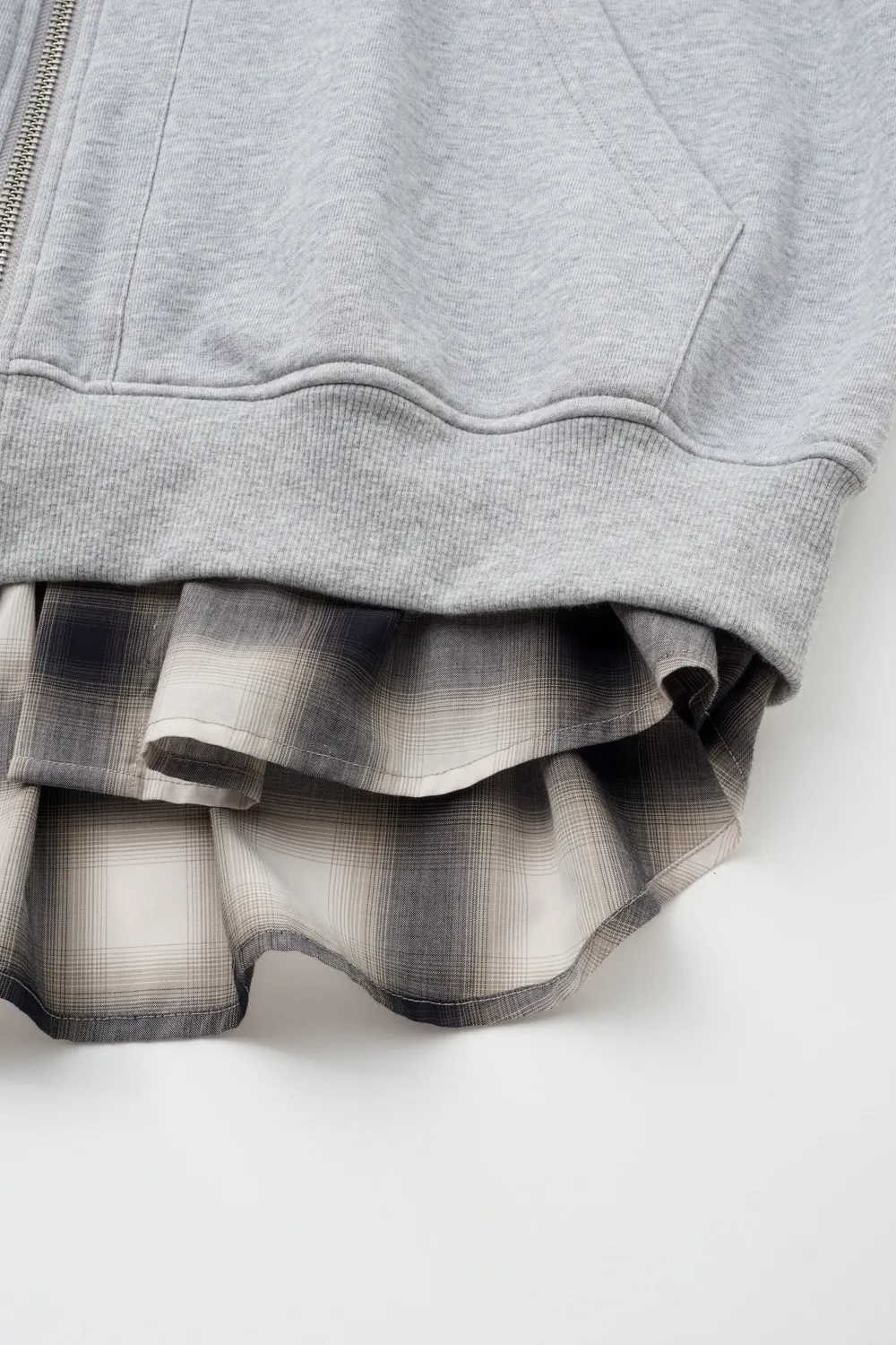 Feng Chen Wang 2-in-1 Zip Hoodie hættetrøje grå ternet