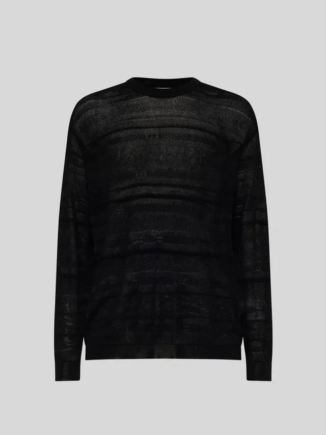Laneus Jacquard sweater sort viskose