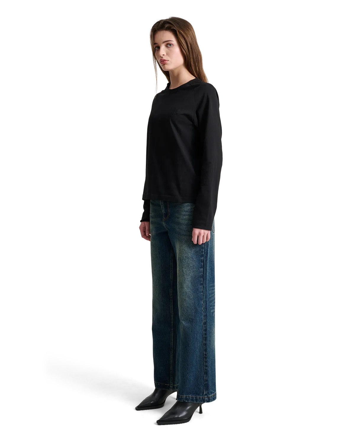 Alis Sol langærmet t-shirt Solid Black broderet