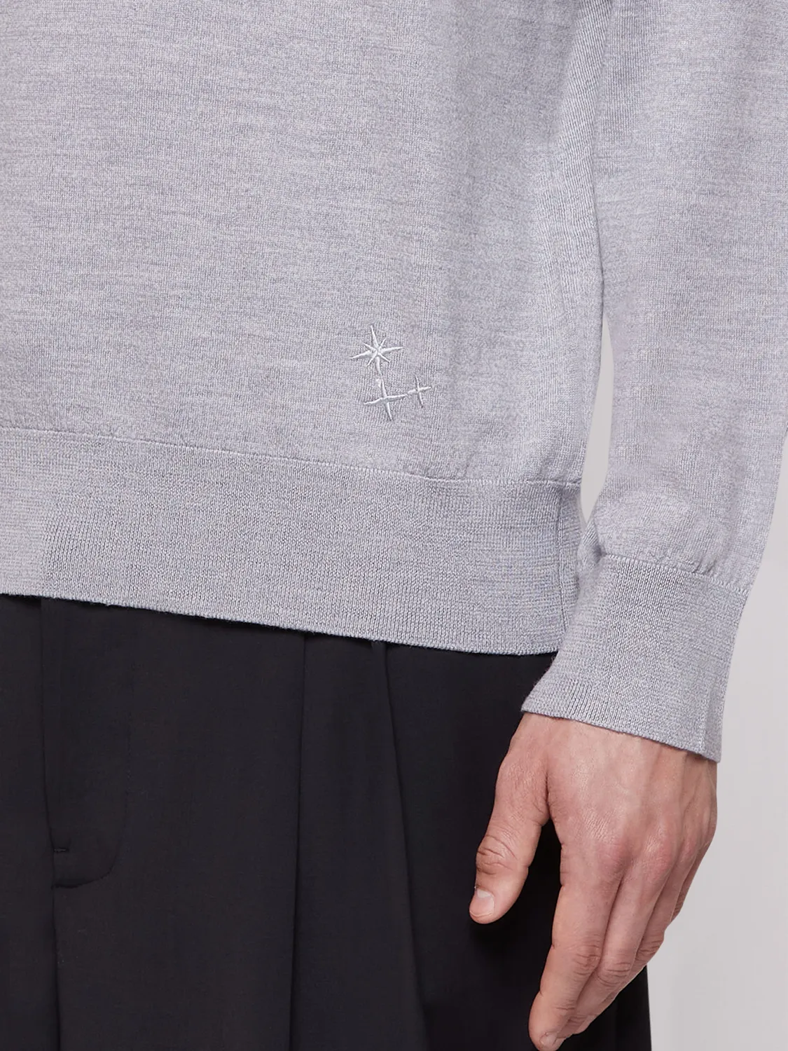 Laneus Merino Wool Polo poloshirt grå meleret herre