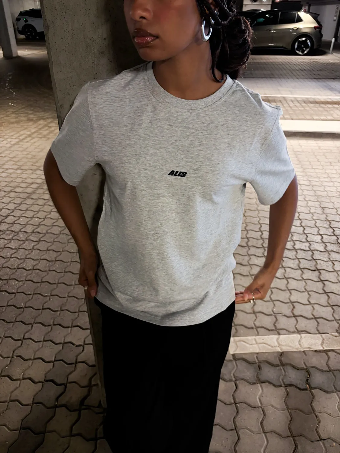 Alis Jeron t-shirt gråmeleret – cropped bomuld