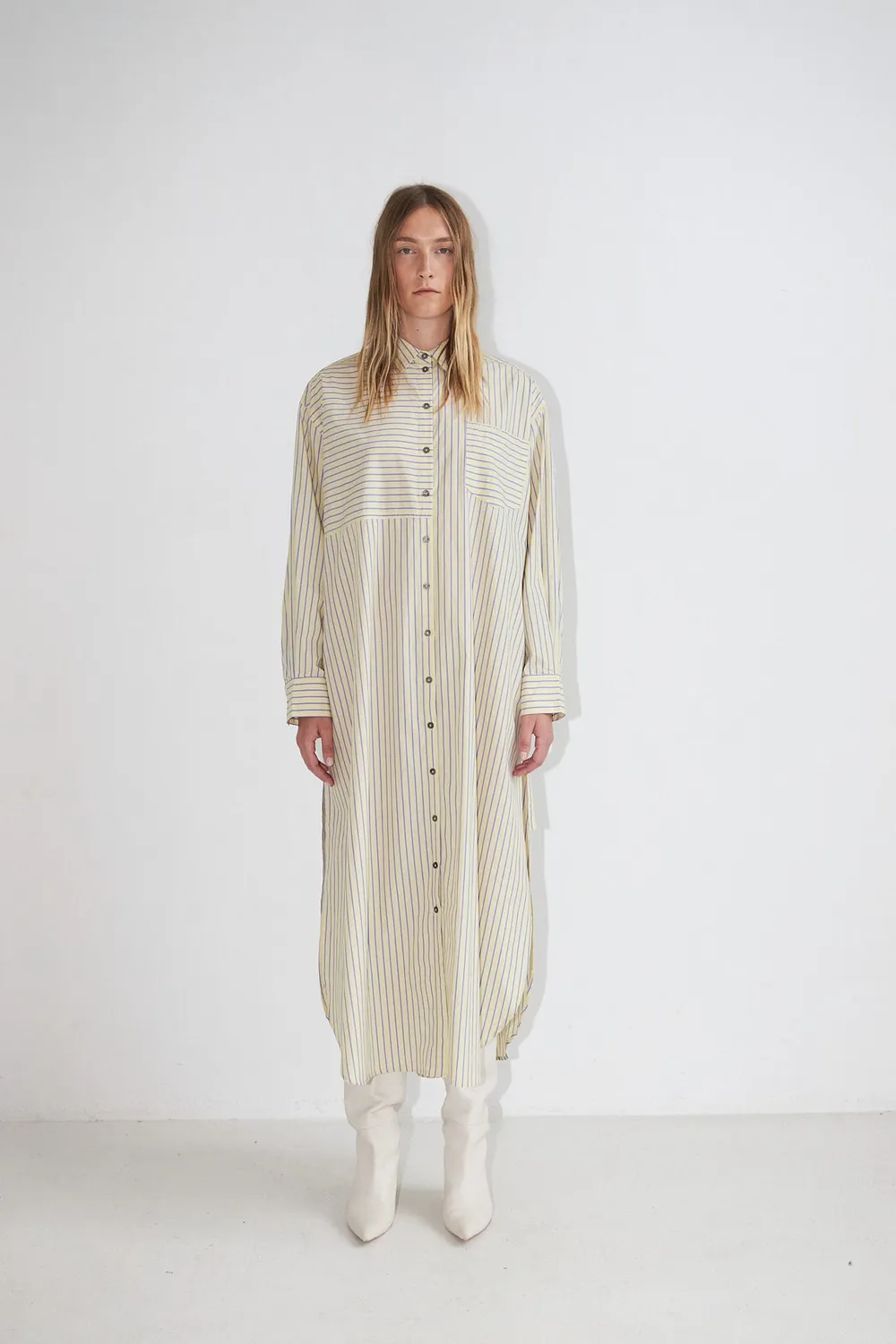 DAWNXDARE Solitude 118 Pale Yellow skjortekjole stribet