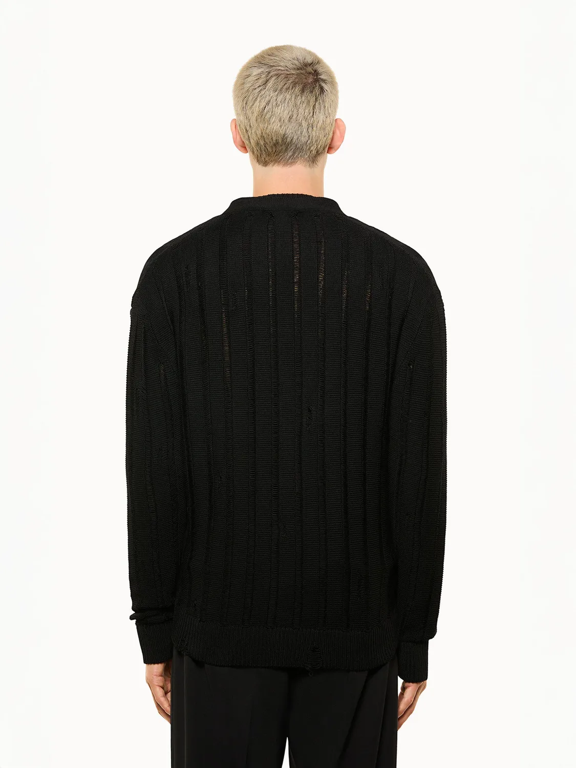 Laneus Knit Cardigan strikcardigan sort økologisk bomuld