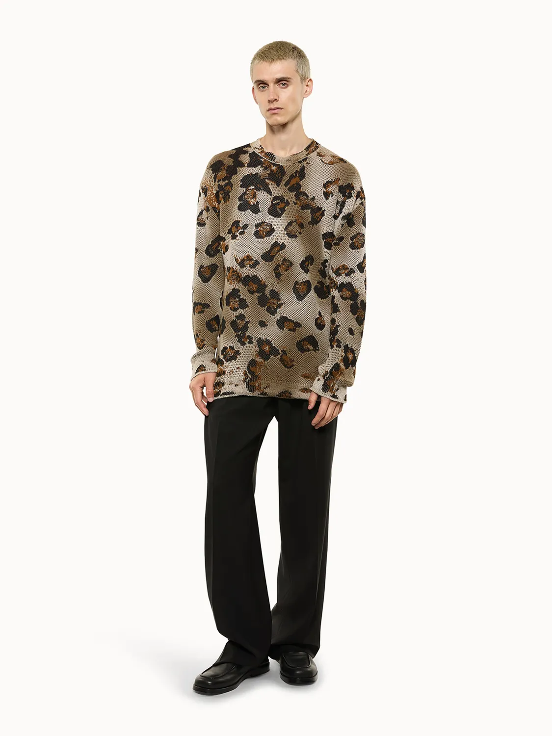 Laneus Oversized Animal Print Jumper leopard bomuld