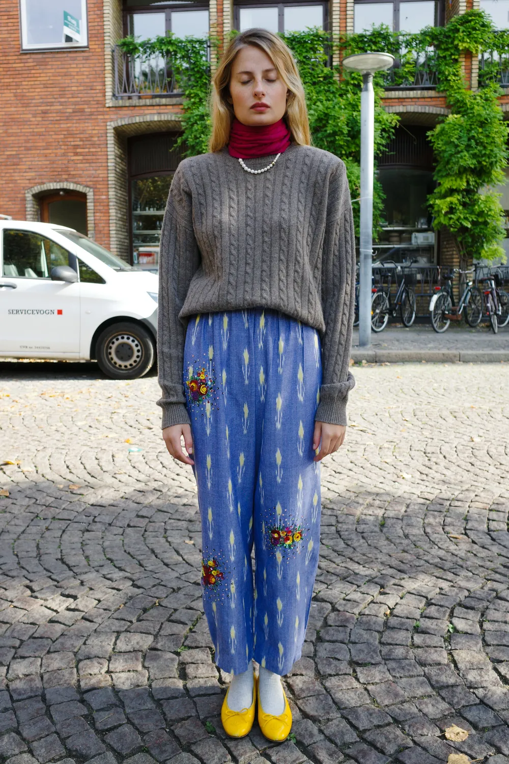 Caro Editions Coco Light Blue Ikat bukser lyseblå bomuld