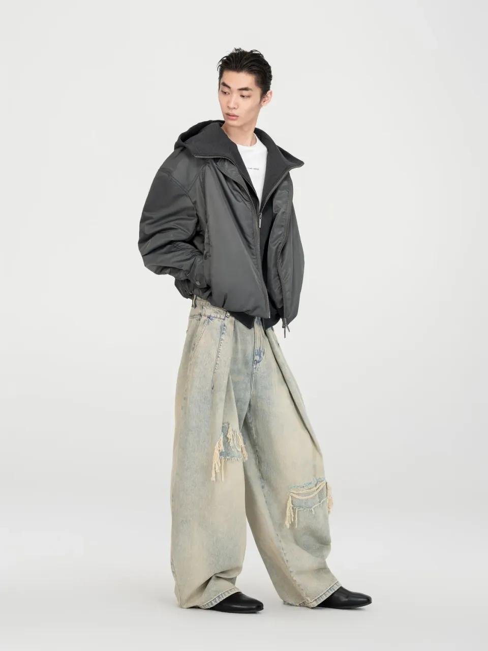 Feng Chen Wang Grey Two-in-One nylon vinterjakke grå