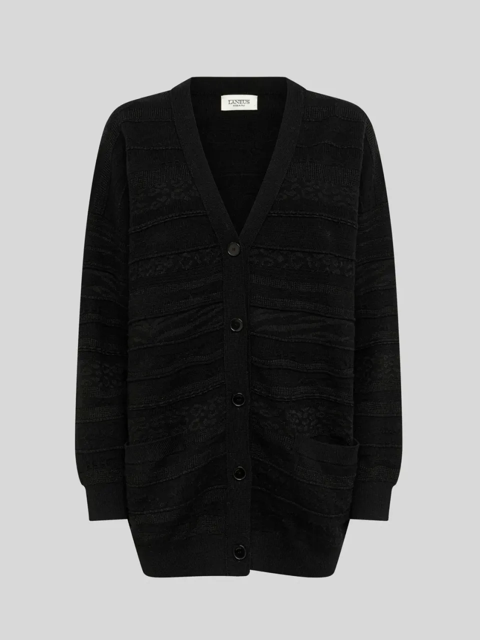 Laneus Lightweight Jacquard cardigan sort uld