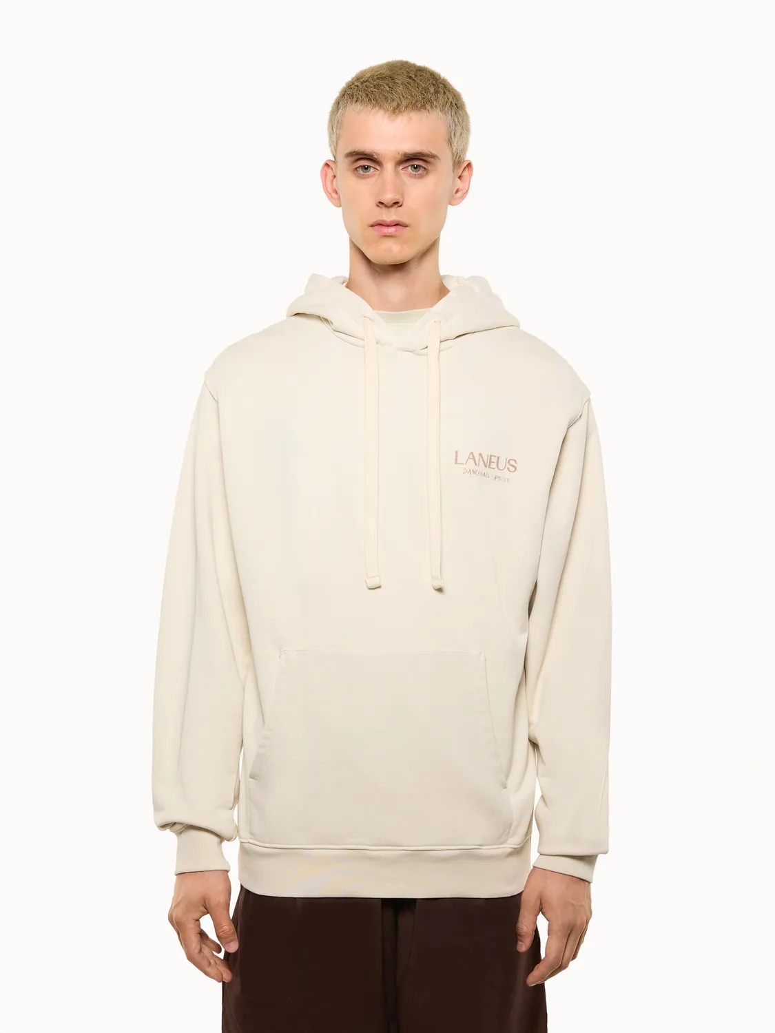 Laneus Cotton Hoodie hættetrøje cream bomuld