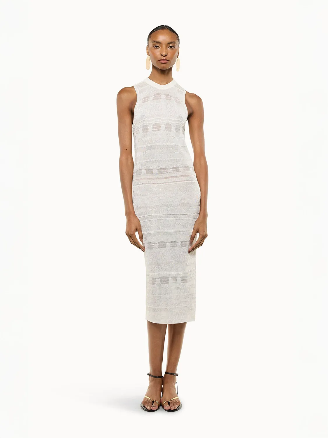 Laneus Lightweight Jacquard kjole cream viskose