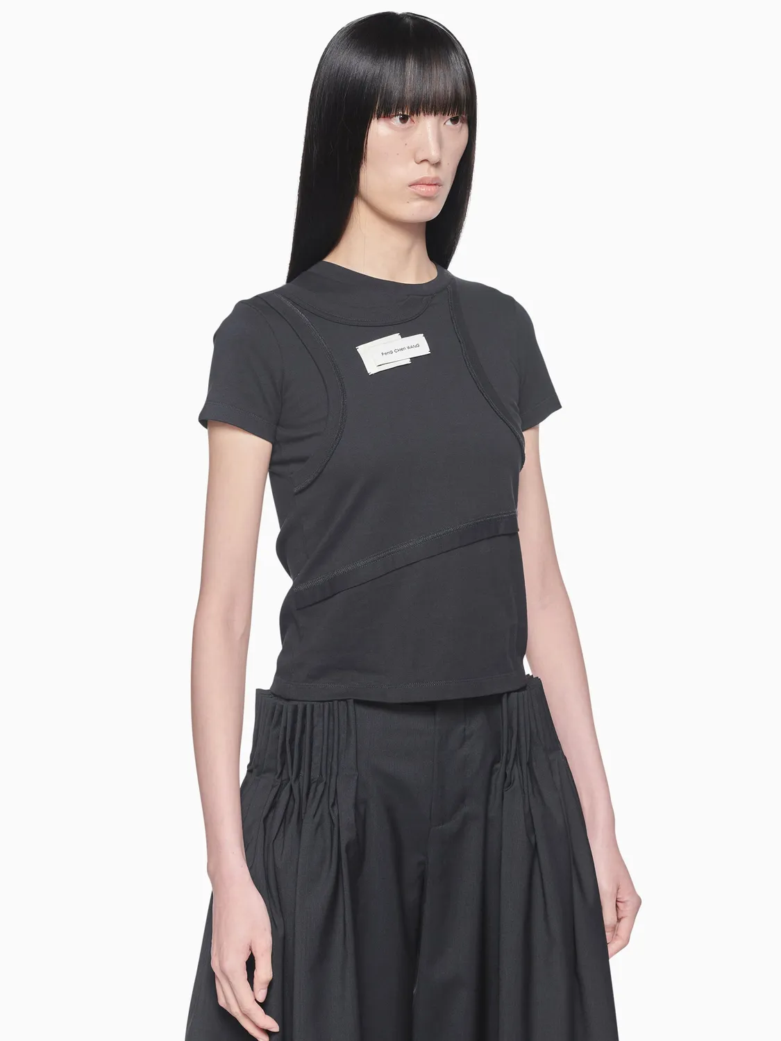 Feng Chen Wang Double Panel T-shirt sort bomuld XS-XL