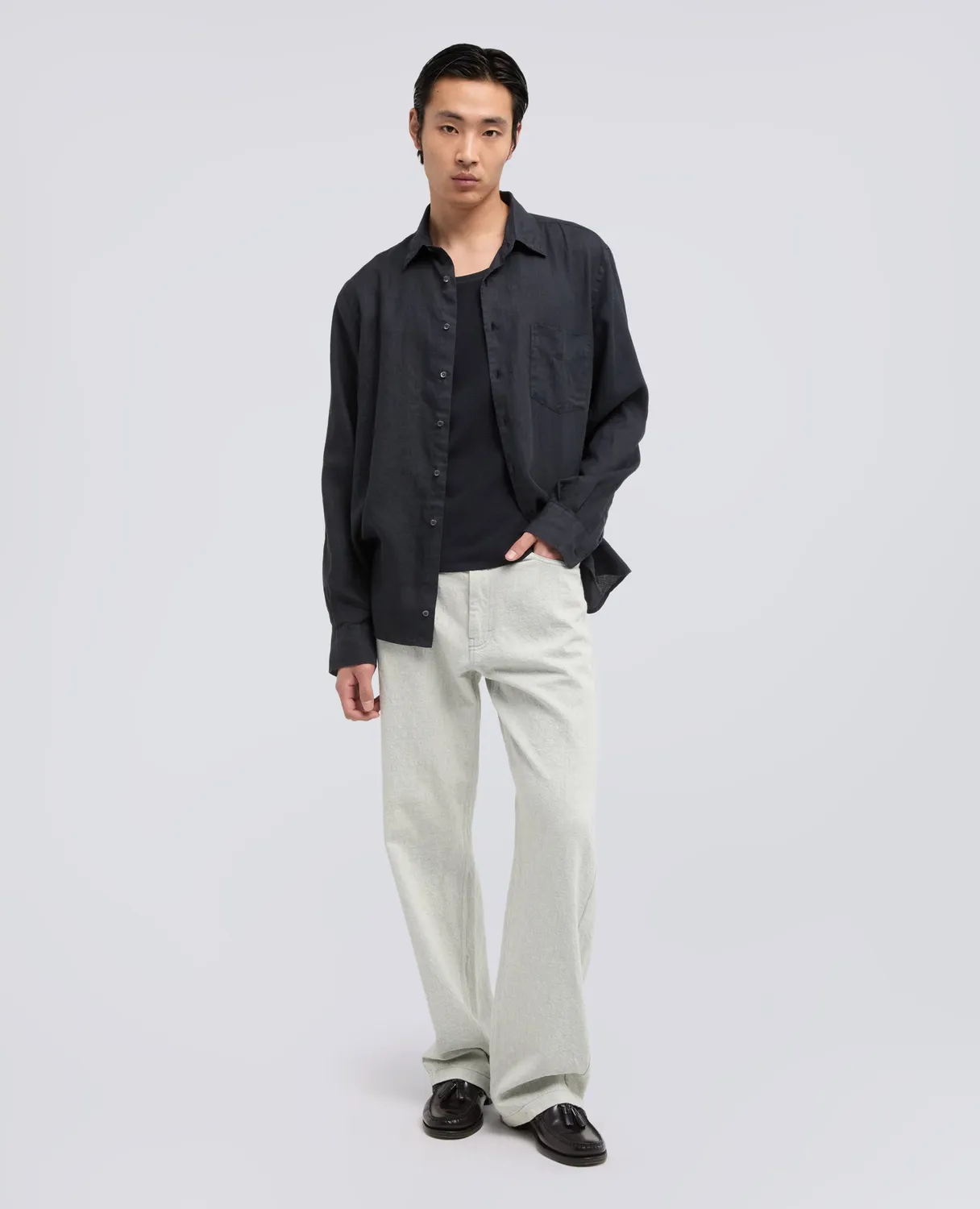 Aspesi Tanktop Navy ren bomuld waffle