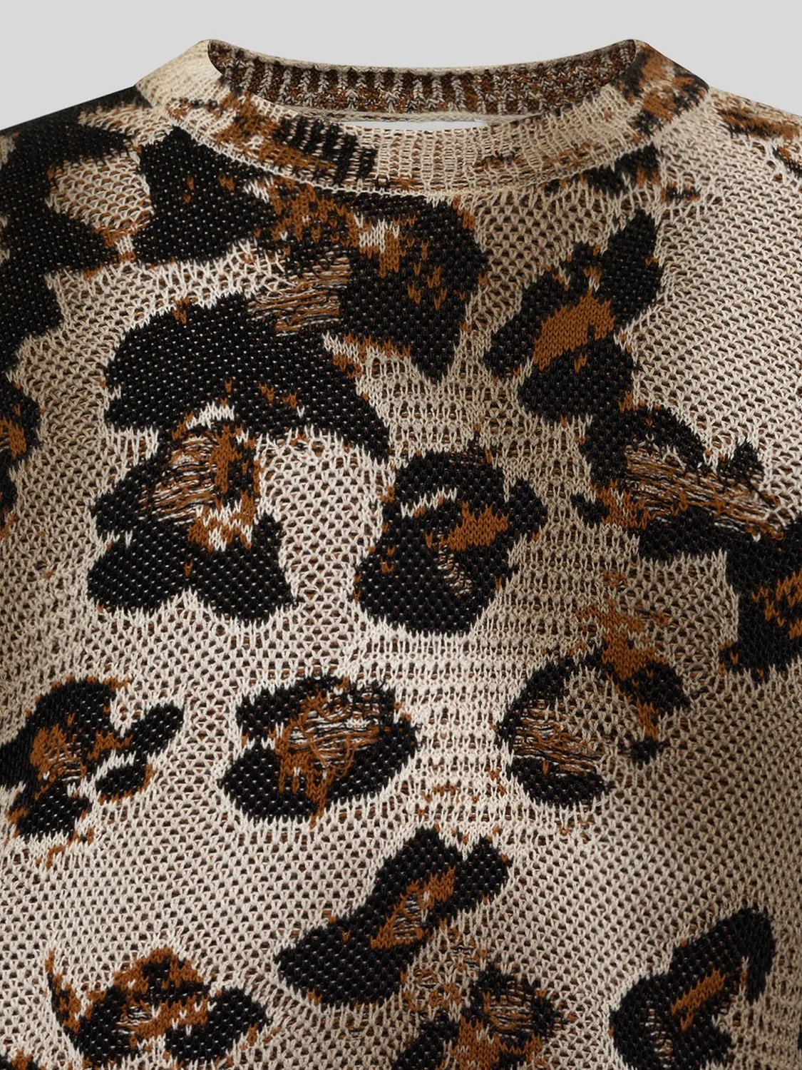 Laneus Oversized Animal Print Jumper leopard bomuld