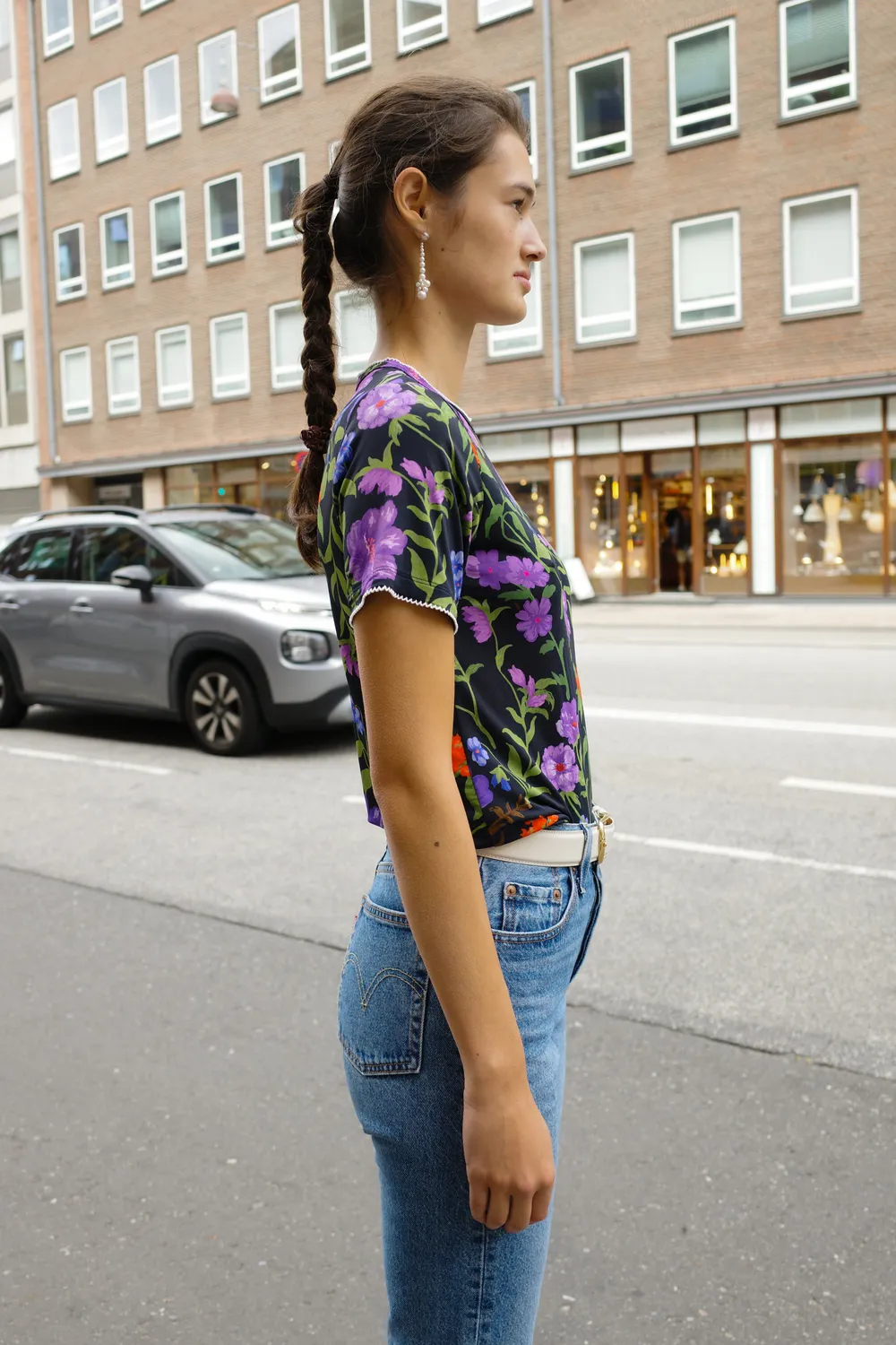 Caro Editions Caro t-shirt lilla blomst jersey