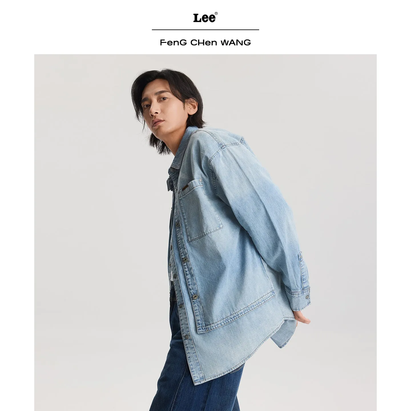 Lee x Feng Chen Wang denimskjorte herre langærmet