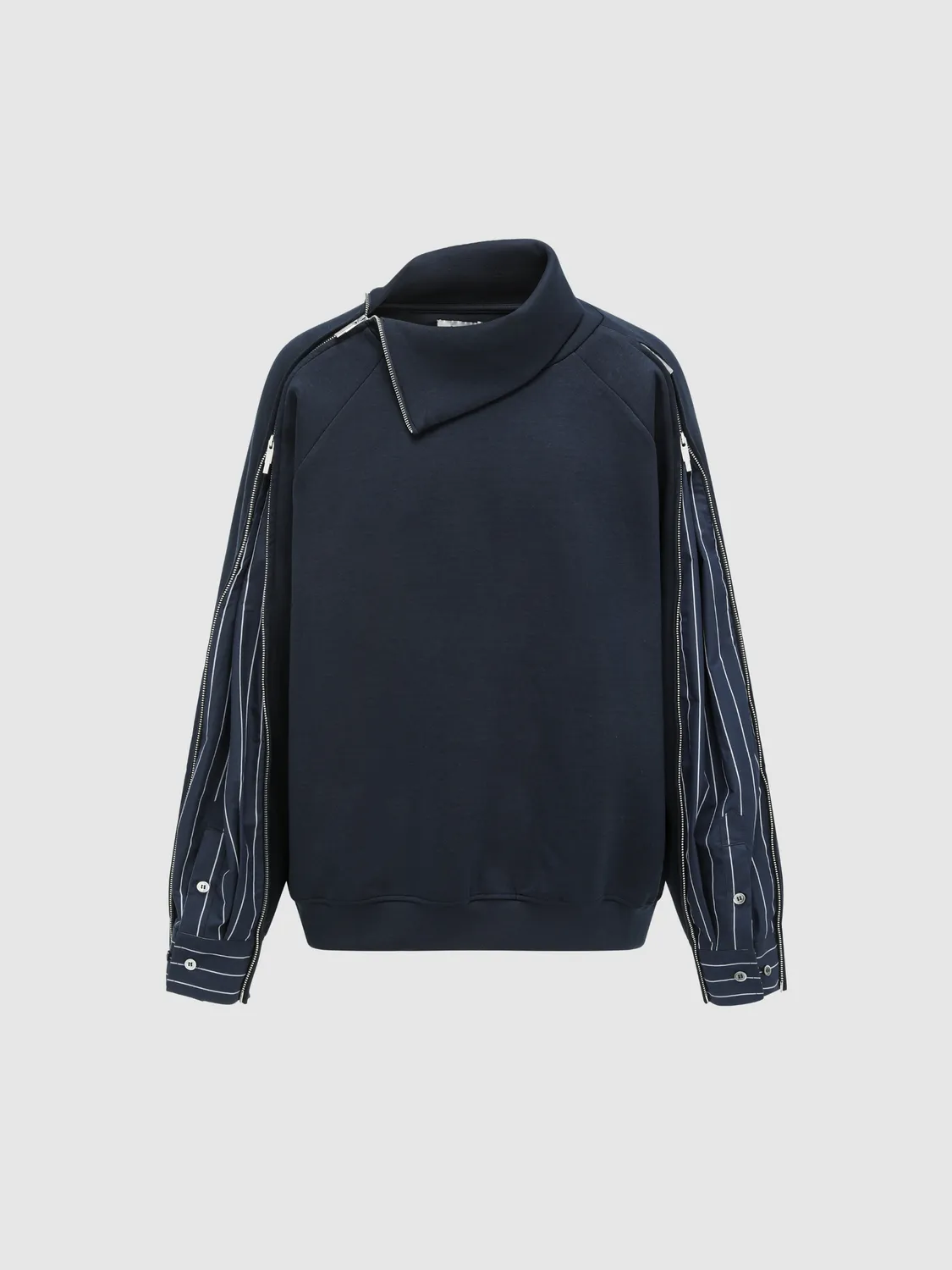 Feng Chen Wang 2-in-1 Navy Striped Patchwork sweatshirt