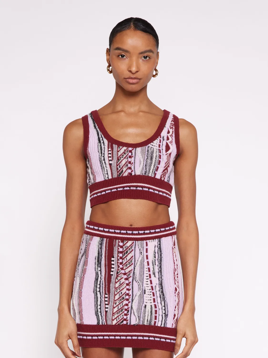 Laneus Slim Fit Jacquard Top strik top fico merinould