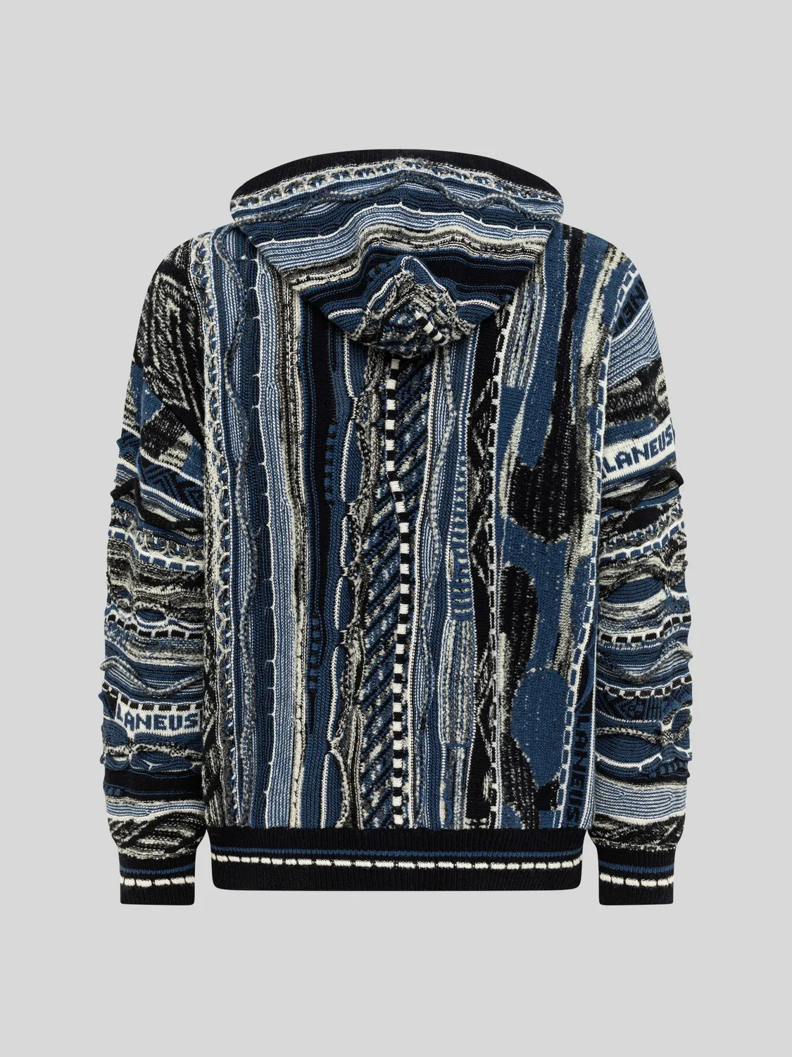 Laneus Boxy Jacquard hoodie blå merinould 44
