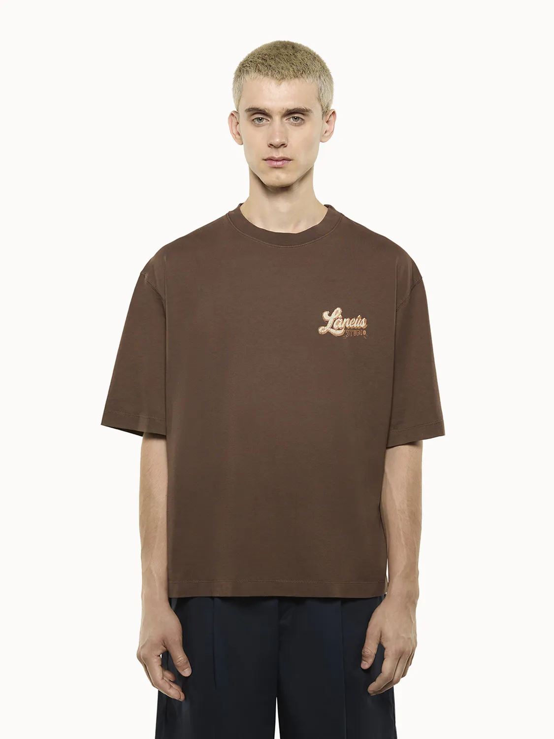 Laneus Oversized jersey t-shirt CHOCOLATE bomuld