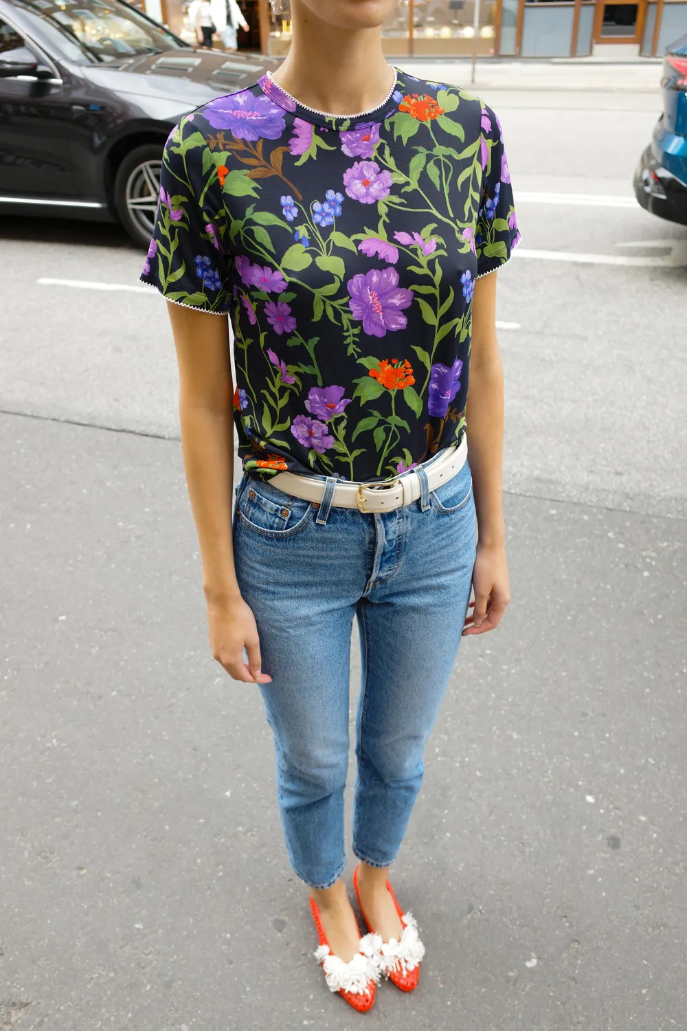 Caro Editions Caro t-shirt lilla blomst jersey