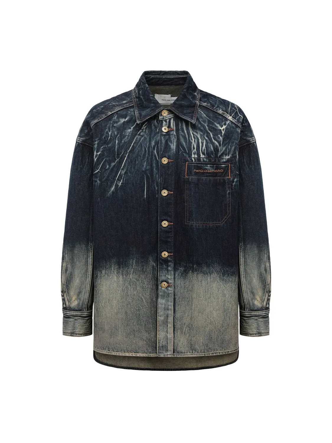 Feng Chen Wang Blue Tie-Dye skjortejakke blå denim