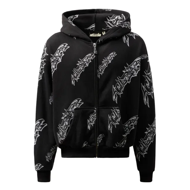 Hellstar Graffiti Zip-Up hoodie sort allover print